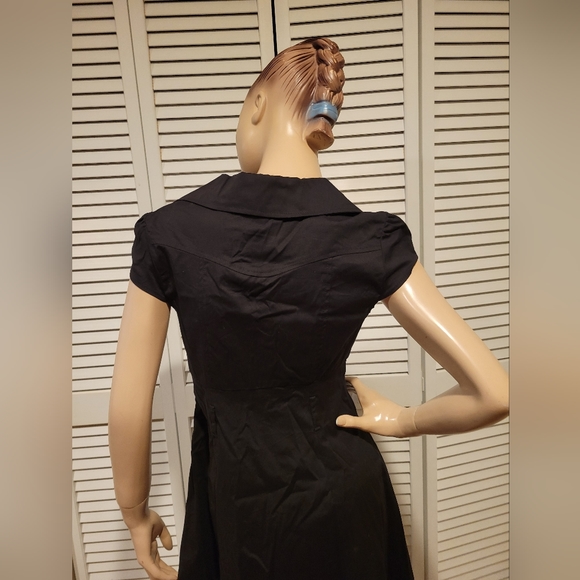 Modcloth Black Soda Fountain Dress by Petalo Sz Small Read Sm Hole  Miss Belt - Picture 4 of 6